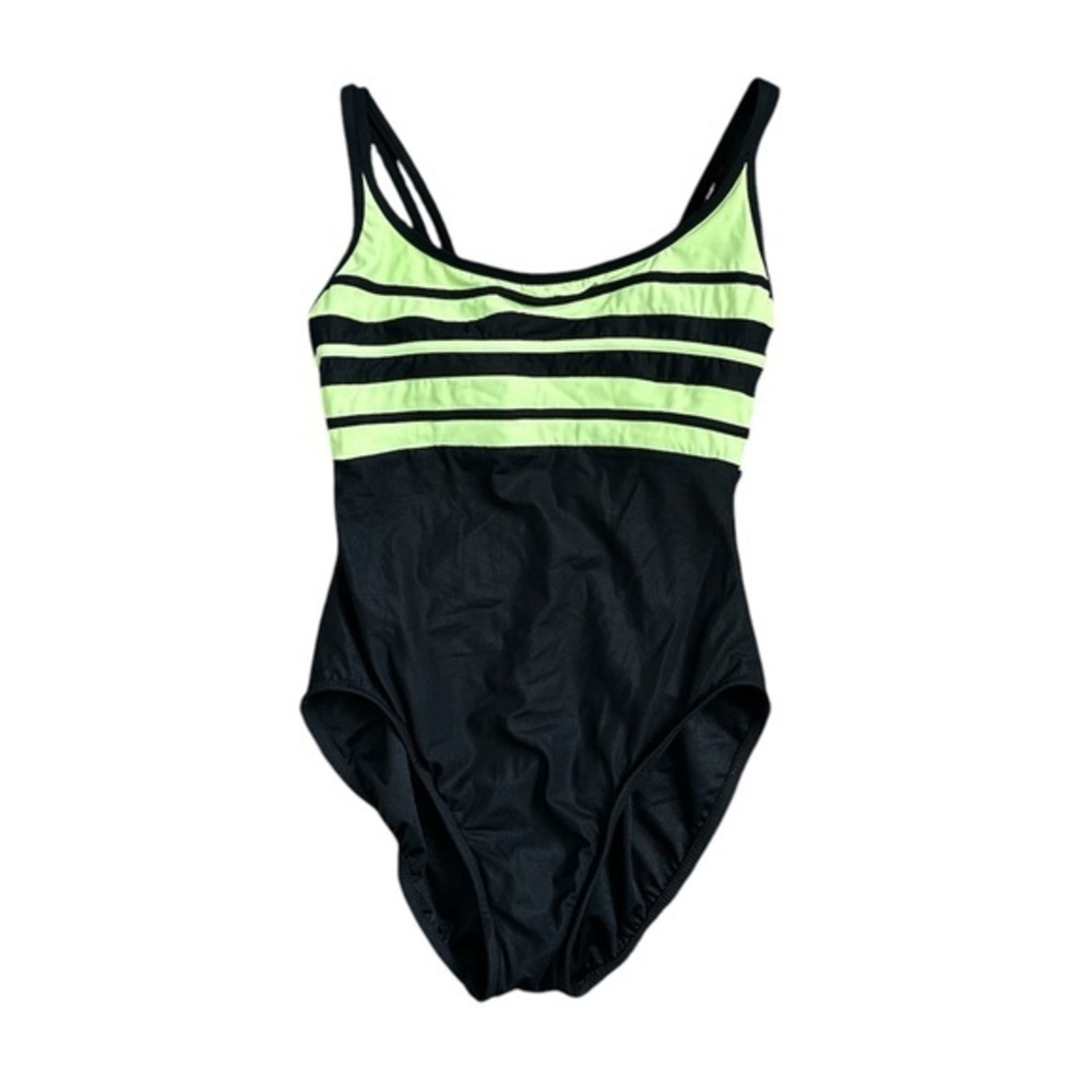 Miraclesuit Black and Neon Green One Piece Swimsuit Size 12 NEW